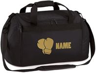 Personalised Boxing Holdall Gloves Training Bag Customised Any Name Gym Kit, Ink Black/Gold Print