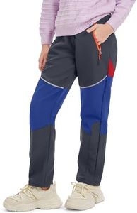 Toomett Boys Snow Pants,Girls Kids Outdoor Fleece-Lined Soft Shell Hiking Insulated Waterproof snowboard Pants,1510,Grey/Dark Blue,5 Years
