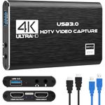 4K HDMI Video Capture Card, USB3.0 1080P 60FPS Video Recorder, Nintendo Switch Capture Card for Streaming Gaming and Broadcasting, Works with Xbox Series X/S, Xbox One X/S, PS4, PS5, OBS, Camera, PC