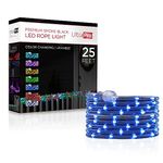 UltraPro LED Rope Lights, 25ft Premium Smoke Black Rope, Color Changing Light, RGB, Indoor/Outdoor, Discreet, Elegant, Flexible, Linkable, Durable, Rope Lights Outdoor, 63244