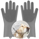 Pet Dog Bath Gloves, Grooming Brush and Hair Removal for Cat Horse (Gray)