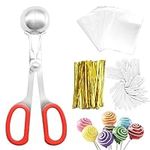 301 Pcs Cake Pop Sticks and Wrappers Kit, Including 100 Papery Lollipop Sticks & Cake Pop Bags & Gold Twist Ties 1 Cake Pop Scooper for Making Candy Lollipop Chocolates Packaging Supplies Accessories