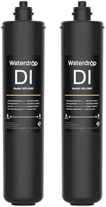 Waterdrop RODI Filter Replacement for WD-DI Deionization Water Filter System, Aquarium Filter Resin Replacement Cartridge, Hydroponics, WD-DIRF, 2-Pack