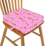 Baby Booster Seat for Dining Table, Stronger Support Non-Slip Bottom Double Safe Straps Booster Seat Dining Chair, Portable Travel Increasing Cushion (Pink)