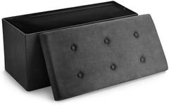 Sorbus Storage Ottoman Bench – Collapsible/Folding Bench Chest with Cover – Perfect Toy and Shoe Chest, Hope Chest, Pouffe Ottoman, Seat, Foot Rest, – Contemporary Faux Suede (Black)