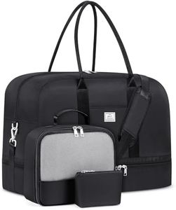 Weekender Bags for Women, Large Overnight Bag Canvas Travel Duffel Bag Carry On Tote with Shoe Compartment 21" 3Pcs Set