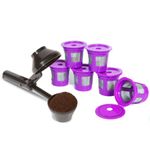 2-Item Bundle: 6-Pack Cafe-Save Reusable Filters + EZ-Scoop 2 Tbsp Coffee Scoop with Integrated Funnel for Refillable K-Cup Pod Capsule