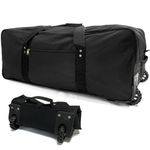 TELOSPORTS 36 inch Large Foldable Duffle Bag with Wheels 600D Oxford Collapsible Large Heavy Duty Cargo Duffel Storage Duffel with Rollers for Camping Travel Gear, Black.