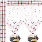 Cellophane Wrap Roll with Hearts | 100’ Feet Long X 16” Inch Wide | 2.3 Mil Thick Crystal Clear Cello with Hearts | Gifts, Baskets, Flowers, Treats, Cellophane Wrapping Paper| Hearts Design Cellophane