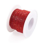 Fashewelry 10 Yards Crystal Rhinestone Close Cup Chain 2mm Trimming Beaded Applique Claw Chain Roll for DIY Art Craft Clothes Wedding Party Decoration, Light Siam