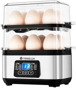 Tesslux Egg Cooker, Dual Layer, 12 Egg Capacity, Hard Boiled, Poached