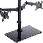 ErGear Dual Monitor Stand for 13”- 32” Screen, Freestanding Dual Monitor Arm Desk Mount with Sturdy Base, Adjustable Double Monitor Stand Hold 8KG/Arm