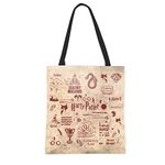 MC SID RAZZ - Harry Potter Infographic Red Canvas Handbags for Women | Tote Bag for Grocery, Shopping,Travel-Shoulder Bags for Women-Officially Licensed By Warner Bros, USA