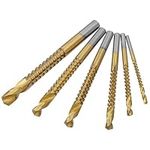 Bestgle 6 Pcs Titanium Coated HSS Twist Drill Bits Serrated Grooving Cutting Drill Bit Set Carpenter Hacksaw Side Cutting Drilling Kit for Wood Plastic Soft Metal Screw Hole Saw, 3-8mm