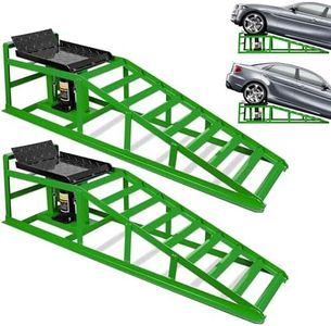 2PCS 5T 11080lbs Hydraulic Car Ramps, Heavy Duty Hydraulic Vehicle Ramps Lift Ramp, Portable Car Ramps for Oil Changes, Car Lifts for Home Garage, Vehicle Auto Garage Repair, Green