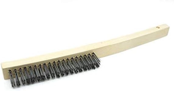Benchmark Abrasives 13-3/4" Curved Handle Wire Scratch Brush Wooden Handle for Cleaning, Removing Rust, Paint, Corrosion, Multi-Purpose Wire Brush - 12 Pack (Carbon Steel)