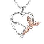 MISTBEE Stethoscope Necklace Doctor Nurse Medical Jewelry 925 Sterling Silver Heart Caduceus Necklaces Medical Nurse Gifts for Women, Sterling Silver, not known