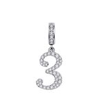 GNOCE Number Pendant Charms 925 Sterling Silver Dangle Charms with Cubic Zirconia Fits Bracelet Necklace Women Men Girls Boys Gifts (Number 3)