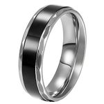 JewelryWe Stainless Steel Black Vintage Love Couple Wedding Bands Mens Ladies Ring for Engagement, Promise, Eternity (Men's Size L)