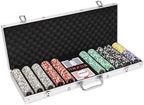 Brybelly 500-Count Eclipse Poker Chip Set & Padded Aluminum Case – Heavyweight 14g Clay Composite Chips with Case & Playing Cards + Dealer Button - Poker, Texas Hold 'em, Casino Game Night