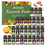 Aeshory Fruity Essential Oils Set, 28 x 5ml Fruit Fragrance Oil Scented Aromatherapy Oils for Diffusers, Candle & Soap Making - Strawberry, Apple, Pineapple, Cucumber, Cherry, Mango, and Orange, etc