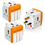 Hi-PLASST (3Pc) UK Multiplug Type-G Flat Pin Plug 13-A Universal 3 Pin Multi-Plug Socket, Plug Converter with Individual Switch, Travel Power Adapter & Surge Protector for UK Hongkong London Ireland