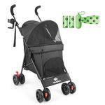 Wedyvko Dog Stroller for Small Dogs 10 20 lbs, Pet Pram Stroller Lightweight 9 lbs, with 4 Wheel Foldable/Storage Basket/Cup Holder