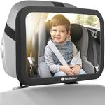 KeaBabies Large Shatterproof Baby Car Mirror - Safety Baby Car Seat Mirror - Baby Car Mirror for Back Seat Rear Facing Infant - Carseat Mirrors - Fully Assembled Baby Mirror For Car (Matte Black)