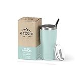 Arctic Tumblers | 20 oz Light Green Insulated Tumbler with Straw & Cleaner - Retains Temperature up to 24hrs - Non-Spill Splash Proof Lid, Double Wall Vacuum Technology, BPA Free & Built to Last