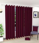 Decorvilla Blackout Faux Silk Superior 4 Piece Plain Solid Long Grommet Curtains Window Curtains, 6 Feet, Wine