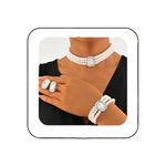 Reaky Pearl Layered Necklaces Rhinestone Choker Necklace 3 Pcs Crystal Neckalce Chains for Women (Silver)