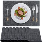 HOUSEKIT Placemats Set of 8 for Dining Table Anti-Slip, Heat Resistant Leather Placemats Double Layer, Waterproof Table Mats Easy to Clean for Dining Room Kitchen Table, Black