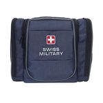 Swiss Military Toiletry Bag for Men, Women| Makeup Pouch for Travelling, Travel Organizer, Water Resistant, Premium Polyester, Multiple Compartments with Quick Access Pocket, Durable Zippers,Blue