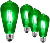 SLEEKLIGHTING LED 4Watt Filament ST64 Green Colored Light Bulbs – UL Listed, E26 Base Lightbulb – Energy Saving - Lasts for 25000 Hours - Heavy Duty Glass - 4 Pack