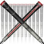 Geoleap ACE-R Golf Grips Set of 13- Back Rib Improved Control，Multi Compound Rubber and Cord Hybrid Golf Club Grips, Standard/Mdisize, 7 Colors Optional. (Gray, Standard)