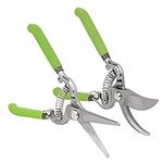 WORKPRO 2-Piece 8" Pruning Shears Set, Heavy Duty Secateurs Blade with Heat Treatment, Garden Shears, Hand Pruner Scissors for Garden Fruits Vegetables Plants Flowers, Soft Handle and Thumb Lock