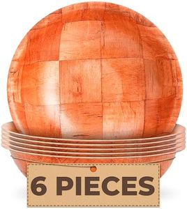 Reluen 6 Pcs Wooden Salad Bowl Set - 8 Inch Salad Bowls for Lunch Woven Wooden Bowls for Food Snack Bowls for Kitchen Set - Fruit Bowl Decorative Bowl Fruit Bowl Wood Salad Bowl Set Serving Bowls