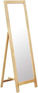 vidaXL Freestanding Dresser Mirror – Solid Oak Wood – Scandinavian Style - Rectangular Mirror for Home Décor or Cosmetic Use – Brown – 48x46.5x150 Centimeters