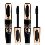 5D Silk Fiber Sky High Eyelash Mascara, Waterproof Long Lasting Thick Mascara black, Gives Lashes Volume, No flakes, No Smudge, No Clumping, Long Lasting All Day, Hypoallergenic Formula (Black 2PCS)