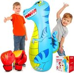 EQARD Punching Bag for Kids 47" Inflatable Dinosaur Bop Bag with Thicker Material Instant Bounce Back with Boxing Gloves Karate Kickboxing Taekwondo Kids Gift for Age 3-9 Girls & Boys