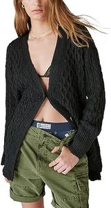 Lucky Brand Cardigan a trecce miste da, nero, XL