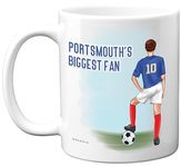 Football Mug Gift for Portsmouth Fans - Footy Biggest Fan - Happy Birthday Mugs Present Gifts for Son Dad Brother Uncle Colleague Friend Cousin, 11oz Ceramic Dishwasher Safe Coffee Tea Cup