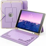 INFILAND for iPad 9th Generation Case with Keyboard 10.2 Inch iPad 9th/8th/7th Gen, Folio Cover with Pencil Holder, 7-Color Backlight, Detachable Wireless Keyboard Case for Apple iPad, Lilac Purple