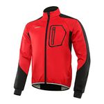 BERGRISAR Cycling Bike Jacket Mens Waterproof Thermal Windproof Breathable Winter Cycling Windbreaker with 4 Pockets BG011 Red Size Large