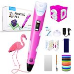 Sunfuny 3D Pen, 3D Printing Pen Set for Kids with LCD Screen and 150 Feet 15 Color PLA Filament Refill, 3D Stylo Printer Pen, 3D Drawing Pen Craft Gift Kit, Smooth Extruding, Adjustable Temp, Pink