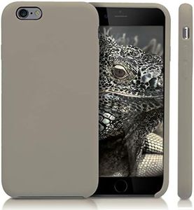Mcart Slim Fit Liquid Silicone Gel Rubber Shockproof Soft Microfiber Cloth Cushion Thin Protective Phone Back Case Cover for iPhone 6/6S (Dark Stone)