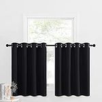 NICETOWN Blackout Valance for Small Window - Thermal Insulated Room Darkening Plain Grommet-Top Short Curtain Panel for Cafe Bar / Apartment (1 Pack, W52 x L36 + 1.2 inches Header, Black)