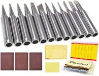 Soldering Iron Tips 12 pcs 900M Replacement Solder Tips Kit (B, I, K, D, C) with Cleaning Sponge, Cloth, Sandpaper (Fine, Medium, Rough) for Soldering Iron Station from Plusivo