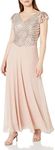 J Kara Womens Petite Pull on Long Dress with Beads Short-Sleeve Special Occasion Dress - Pink - 6 Petite