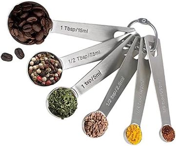 18/8 Stainless Steel Measuring Spoons Set of 6 Piece - 1/8 tsp, 1/4 tsp, 1/2 tsp, 1 tsp, 1/2 tbsp & 1 tbsp, Metal Measuring Spoons Tablespoon and Teaspoon for Measuring Liquid and Dry Ingredients